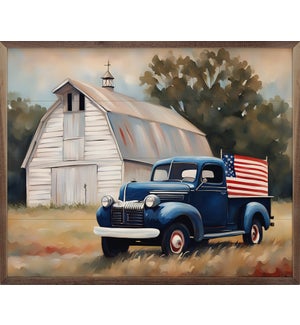 American Blue Truck With Barn